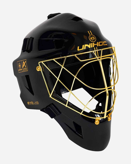 Unihoc Goalie Mask ALPHA PRIME EVOLAB Sort/Gull 26/27